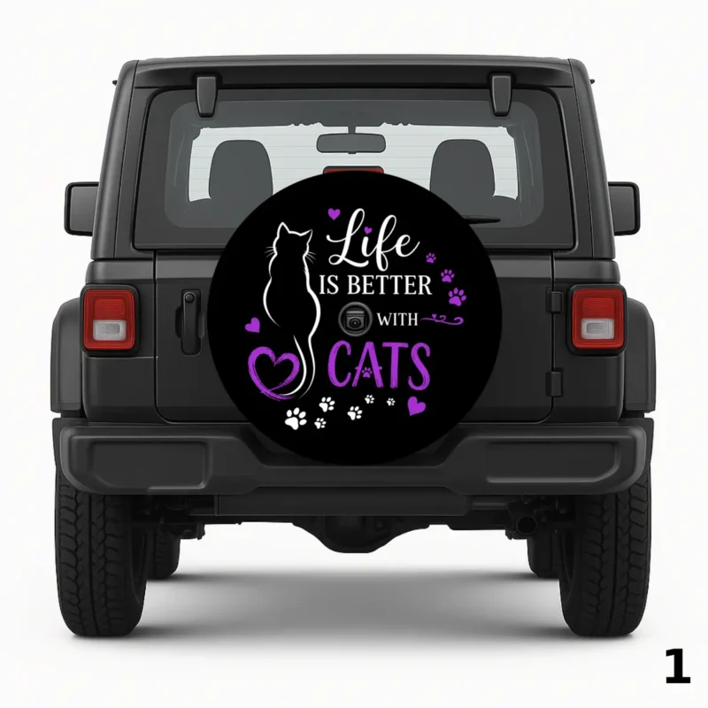=Life Is Better With Cats Spare Tire Cover