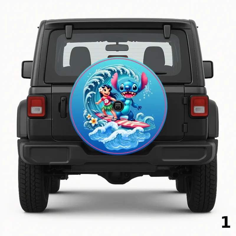 =Lilo and Stitch Surfing Spare Tire Cover