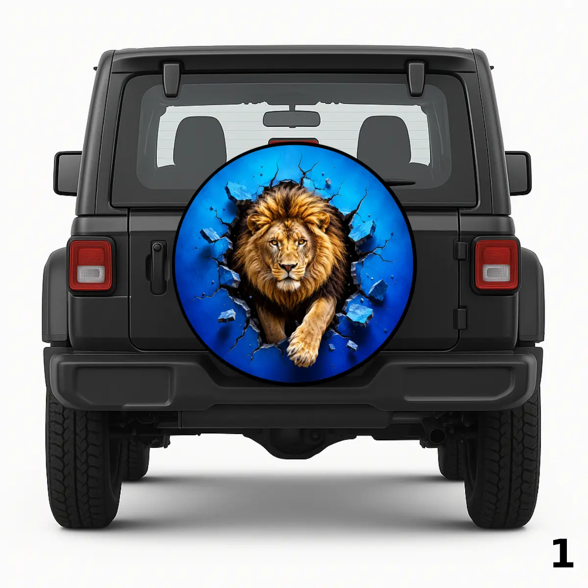 =Lion in Blue Spare Tire Cover