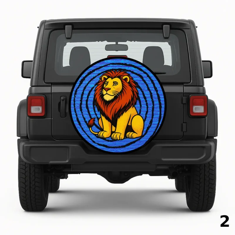 =Lion in Blue Spare Tire Cover