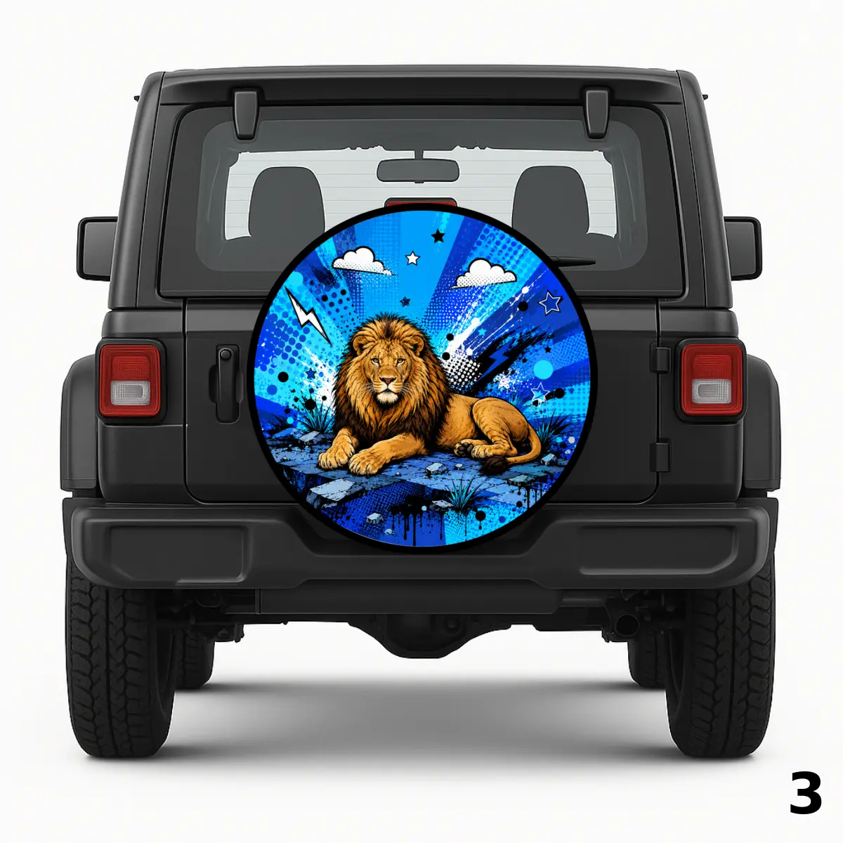 =Lion in Blue Spare Tire Cover