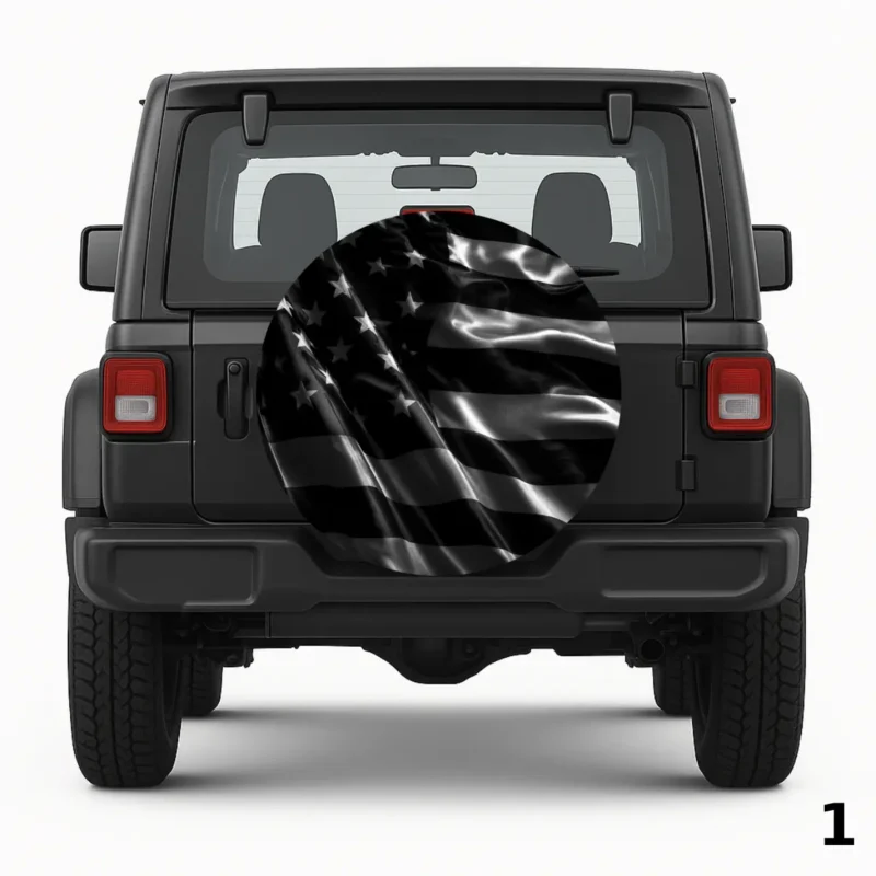 =Metalic Flag Spare Tire Cover