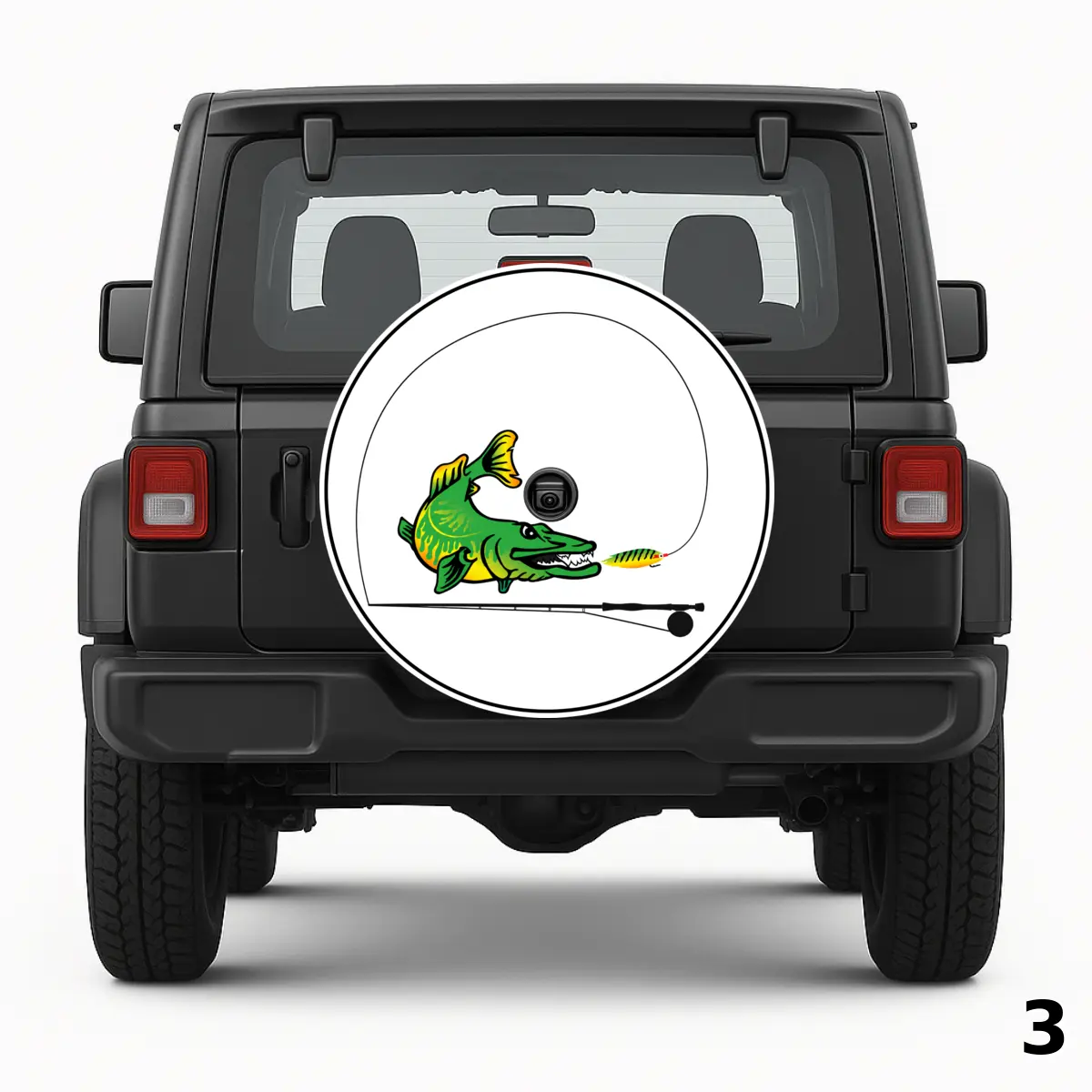 =Muskie Chasing A Fly Spare Tire Cover