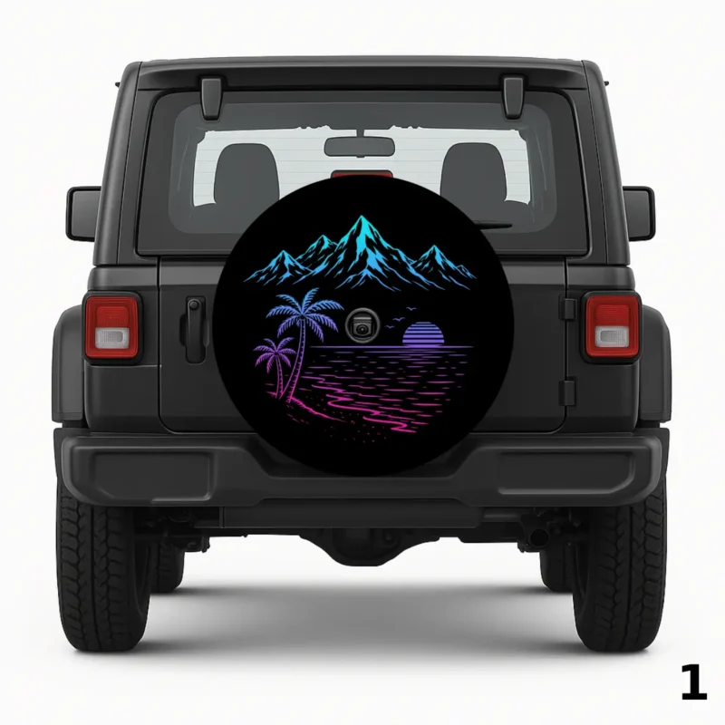 =Neon Tropical Horizon Spare Tire Cover