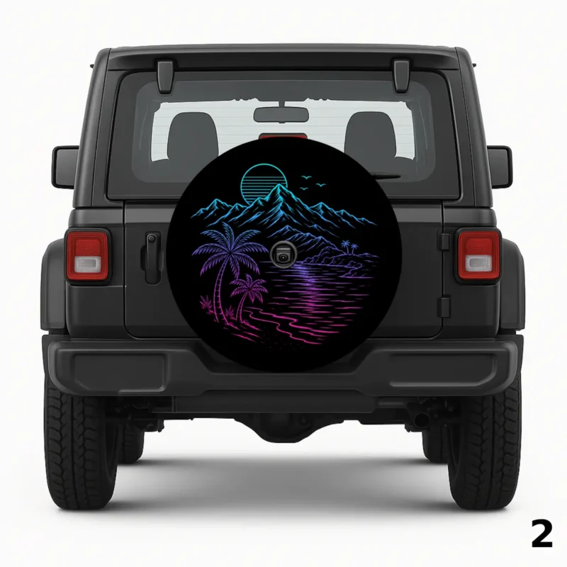 =Neon Tropical Horizon Spare Tire Cover