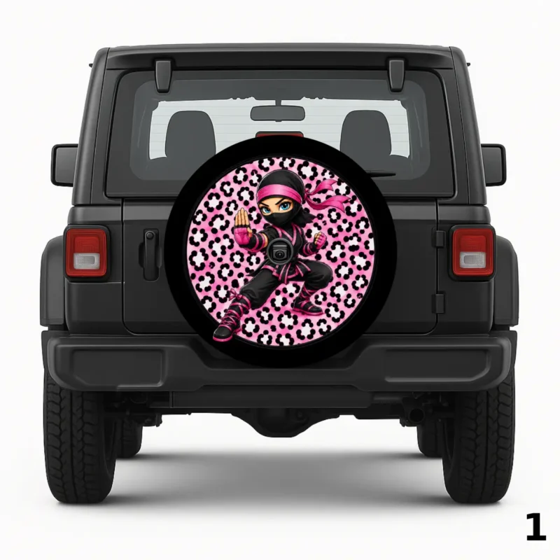 =Pink Leopard Ninja Spare Tire Cover