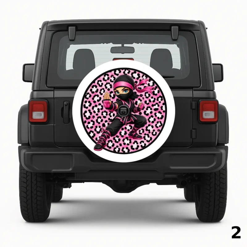 =Pink Leopard Ninja Spare Tire Cover