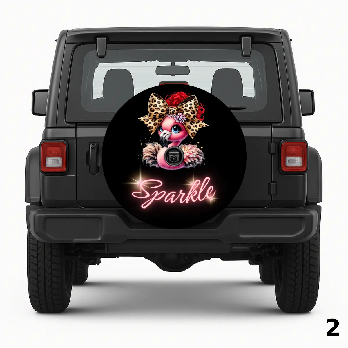 =Sparkle Flamingo Spare Tire Cover