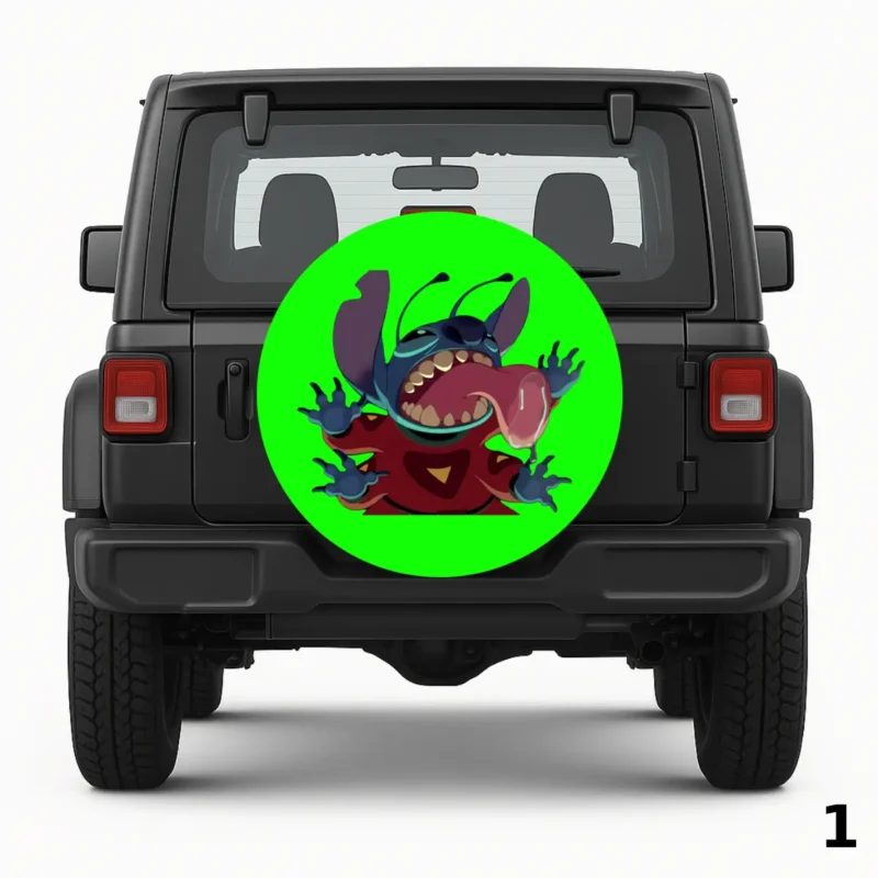 =Stitch Licking Space Shuttle Window Spare Tire Cover