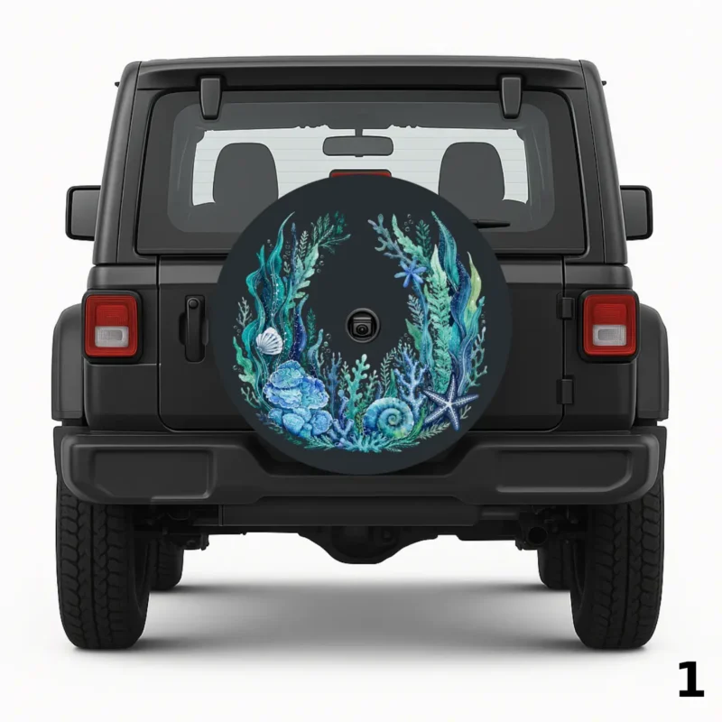 =Teal Sea Garden Spare Tire Cover