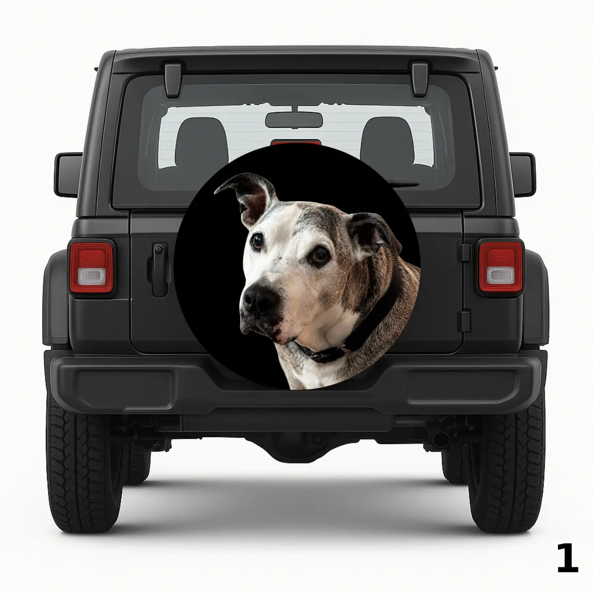 =White Gray Dog Spare Tire Cover
