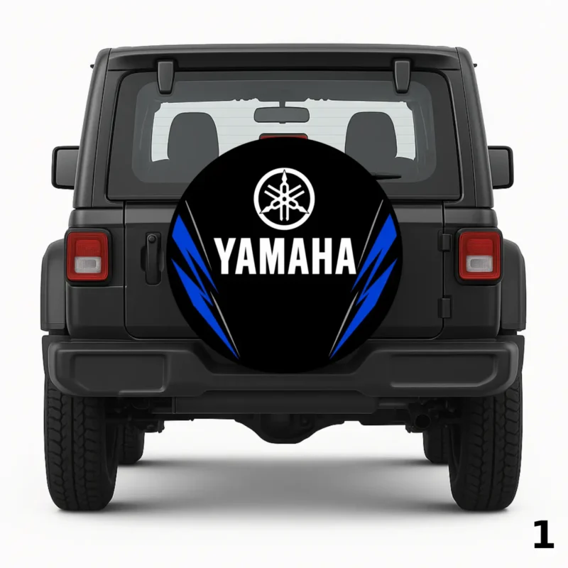 =Yamaha Black Blue Logo Spare Tire Cover