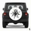 Black and White Flower Spare Tire Cover