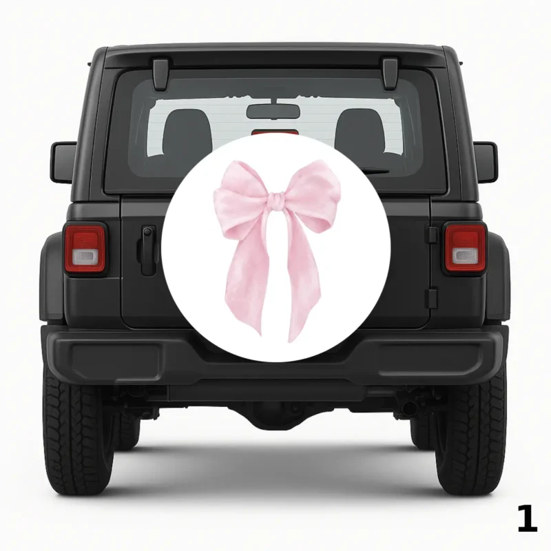 Soft Pink Coquette Bow Spare Tire Cover
