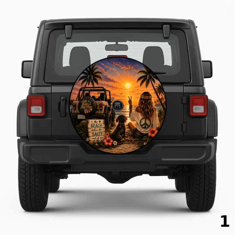 Peace at the Beach Spare Tire Cover