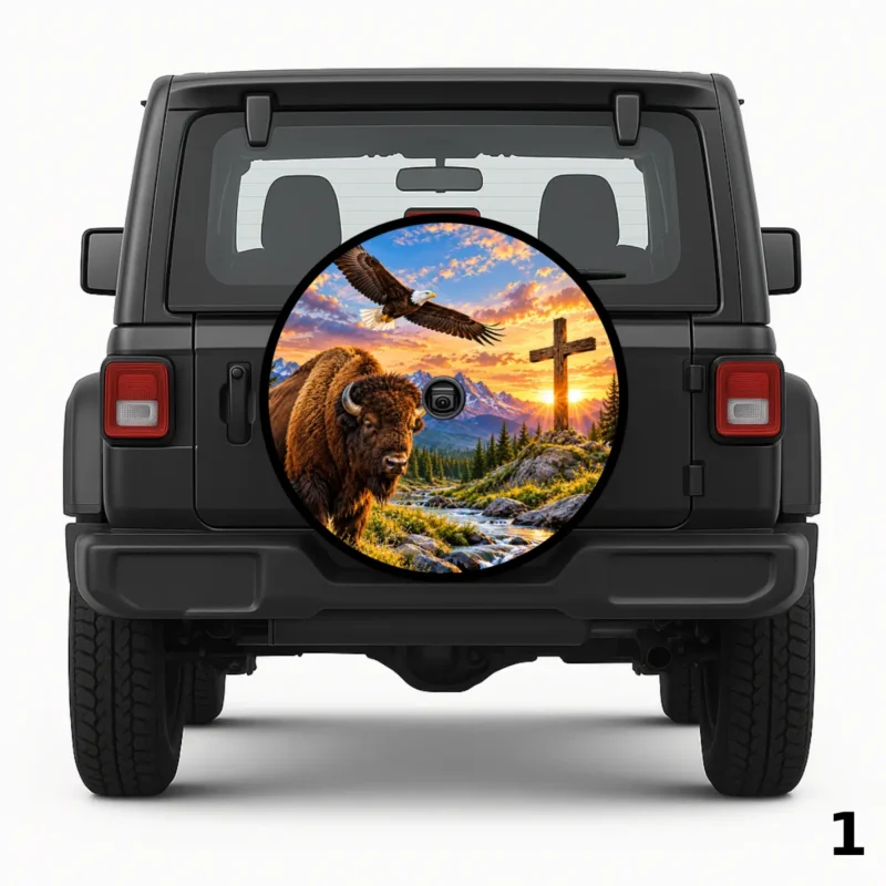 =Bison, Eagle And Cross Spare Tire Cover