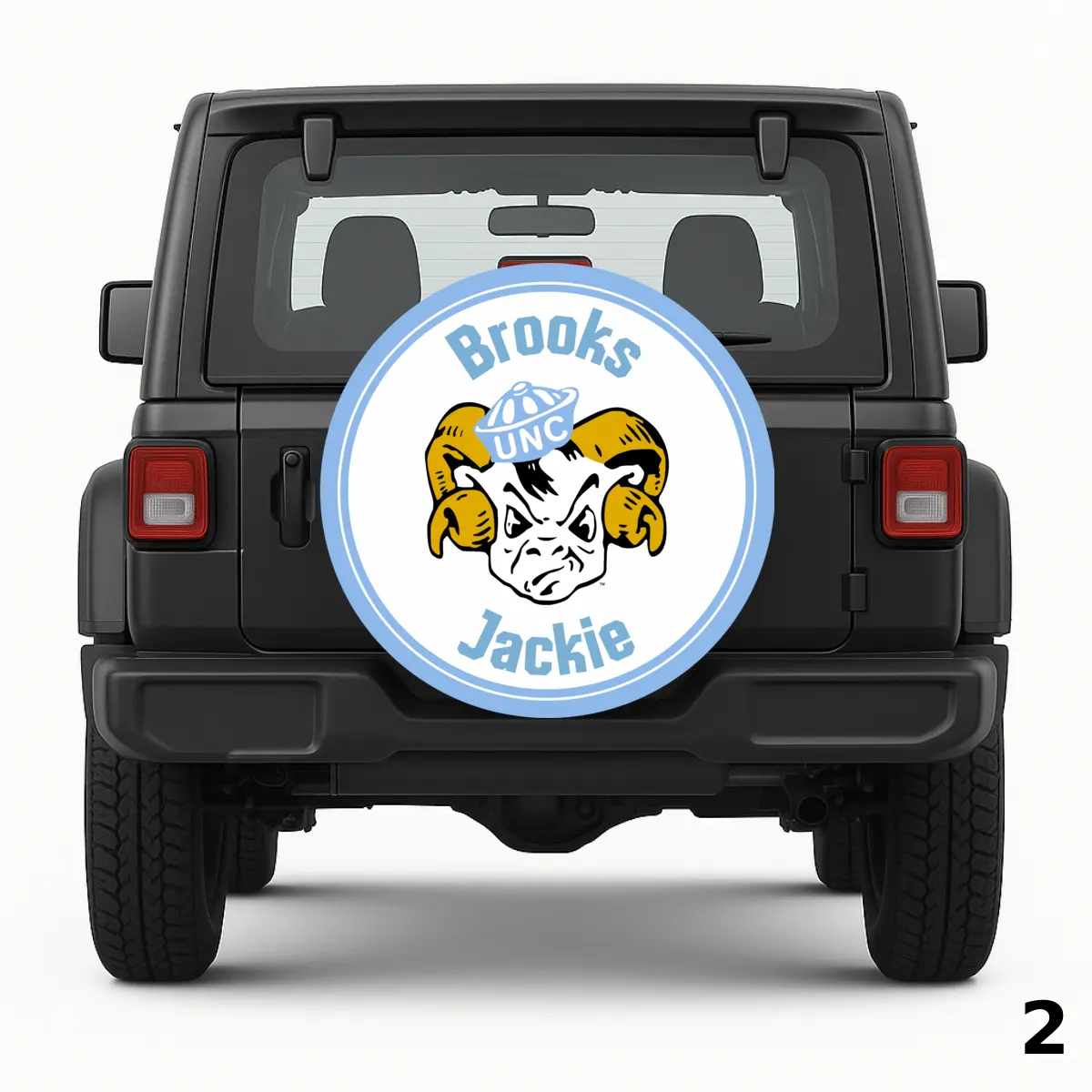 =Brooks and Jackie Tarheels Ram Spare Tire Cover