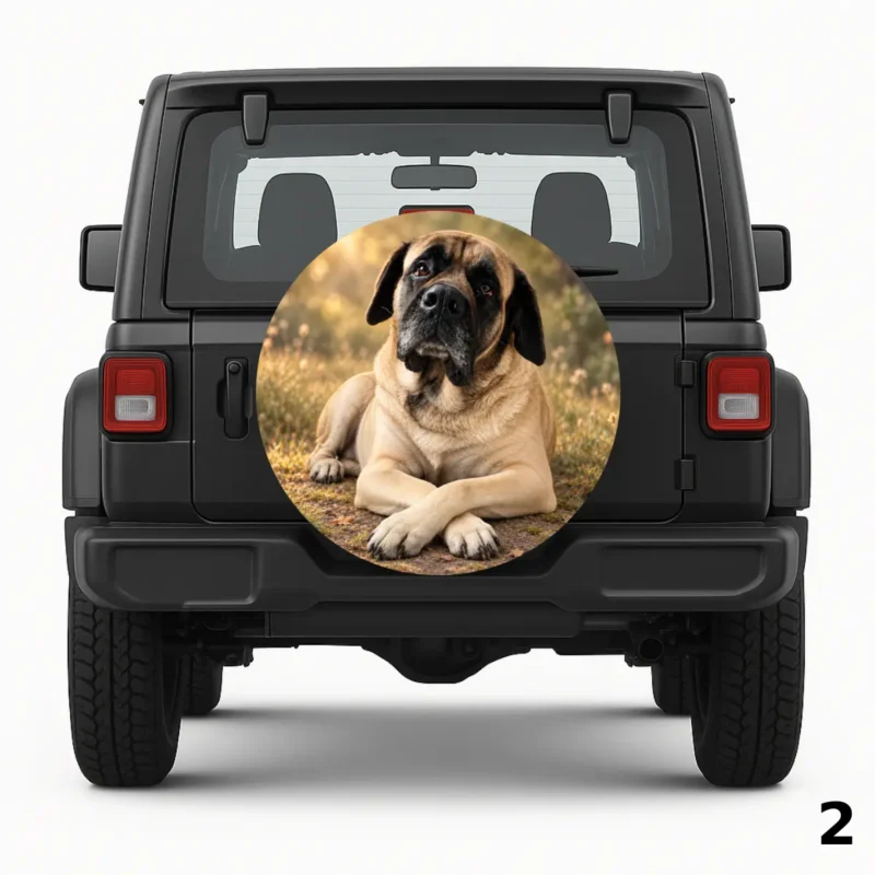=Brown Black Dog Spare Tire Cover