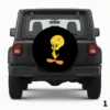=Cartoon Bird On Black Background Spare Tire Cover