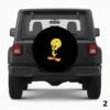 =Cartoon Bird On Black Background Spare Tire Cover
