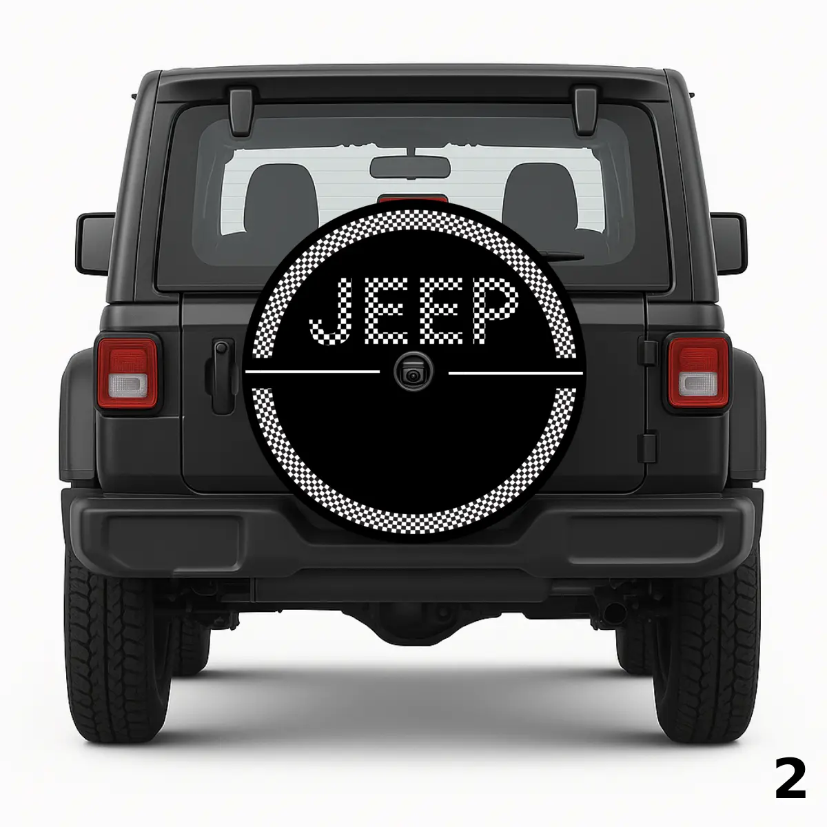 =Checkered Jeep Spare Tire Cover