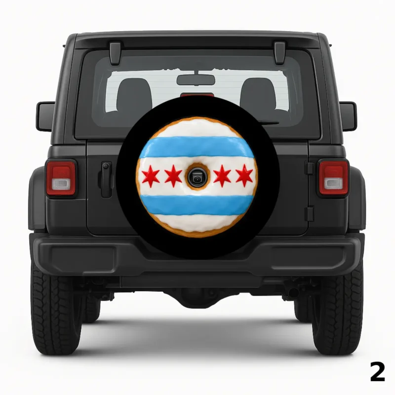 =Chicago Flag Donut Spare Tire Cover