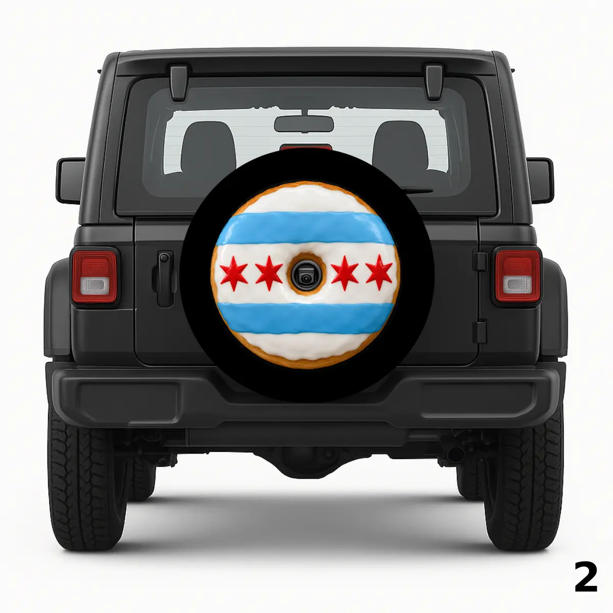 =Chicago Flag Donut Spare Tire Cover