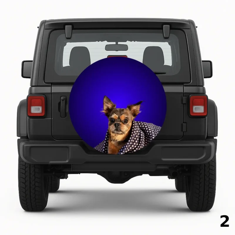 =Cute Dog in a Polkadot Blanket Spare Tire Cover