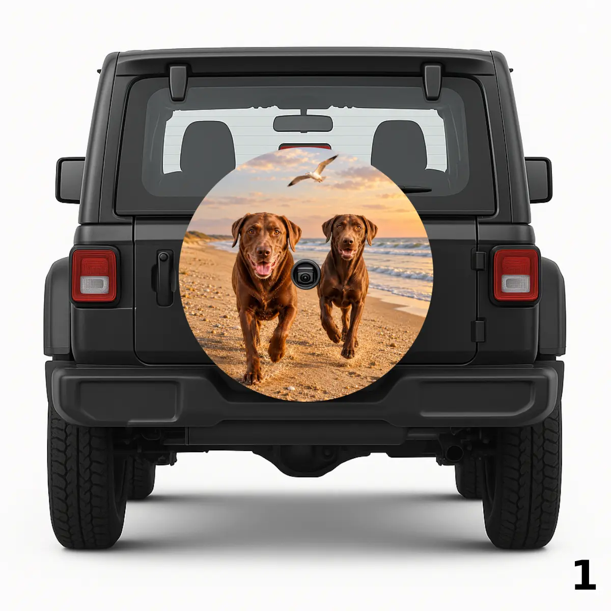 =Dogs Running On Beach Spare Tire Cover