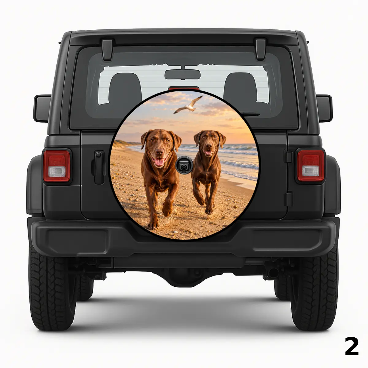=Dogs Running On Beach Spare Tire Cover
