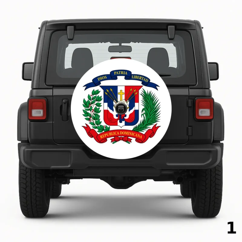 =Dominican Flag Spare Tire Cover