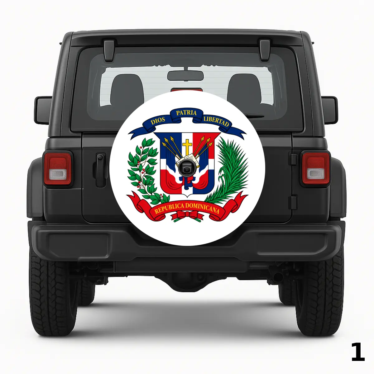 =Dominican Flag Spare Tire Cover