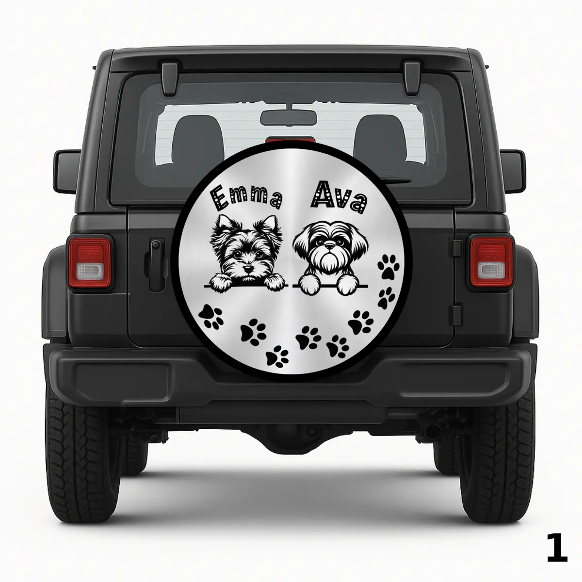 =Emma and Ava Dogs Silver Spare Tire Cover