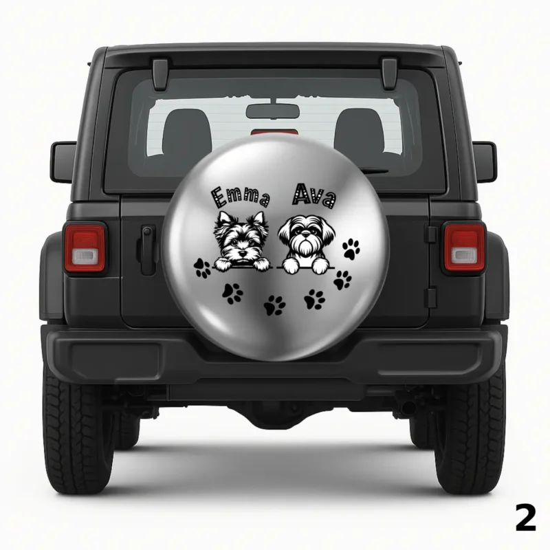 =Emma and Ava Dogs Silver Spare Tire Cover