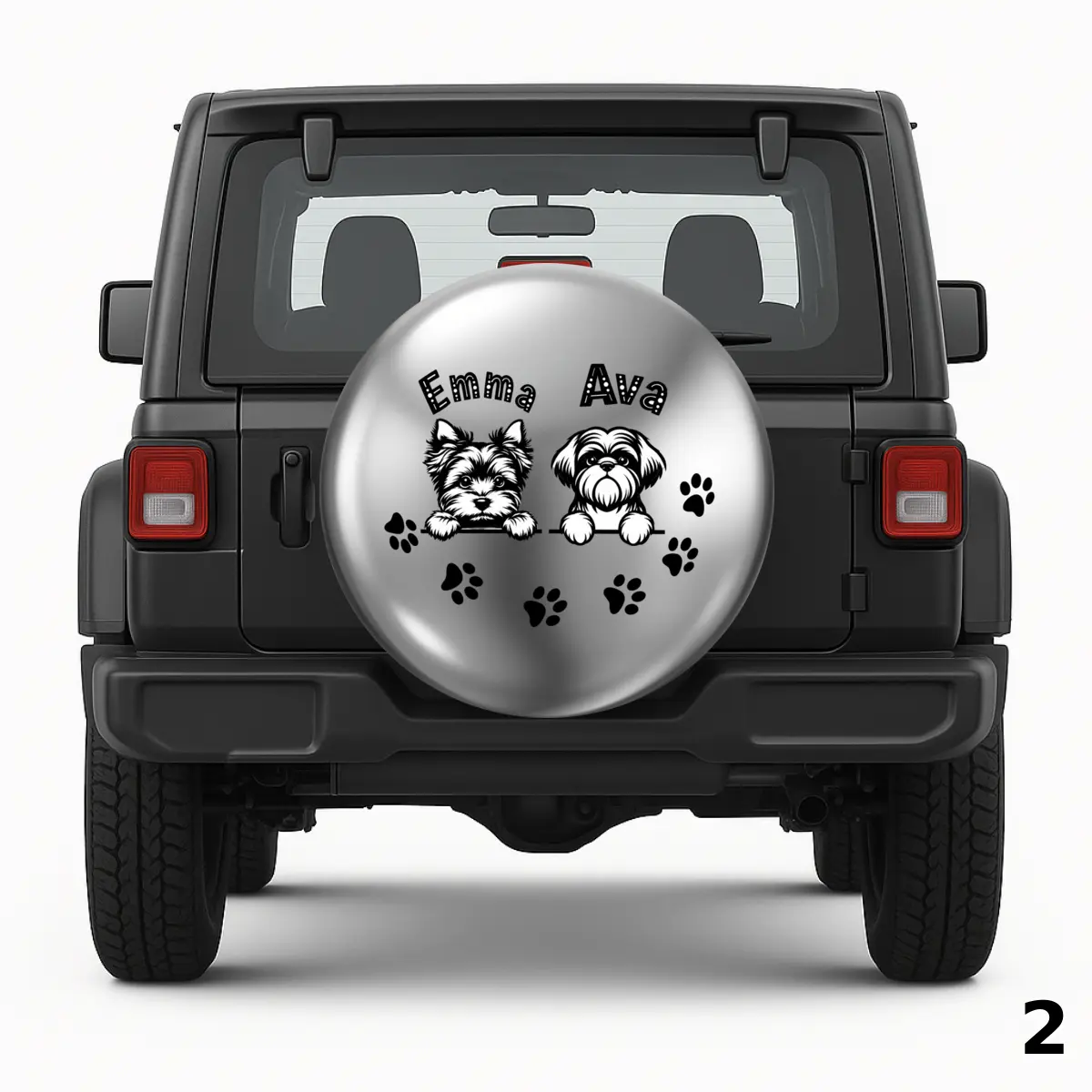 =Emma and Ava Dogs Silver Spare Tire Cover