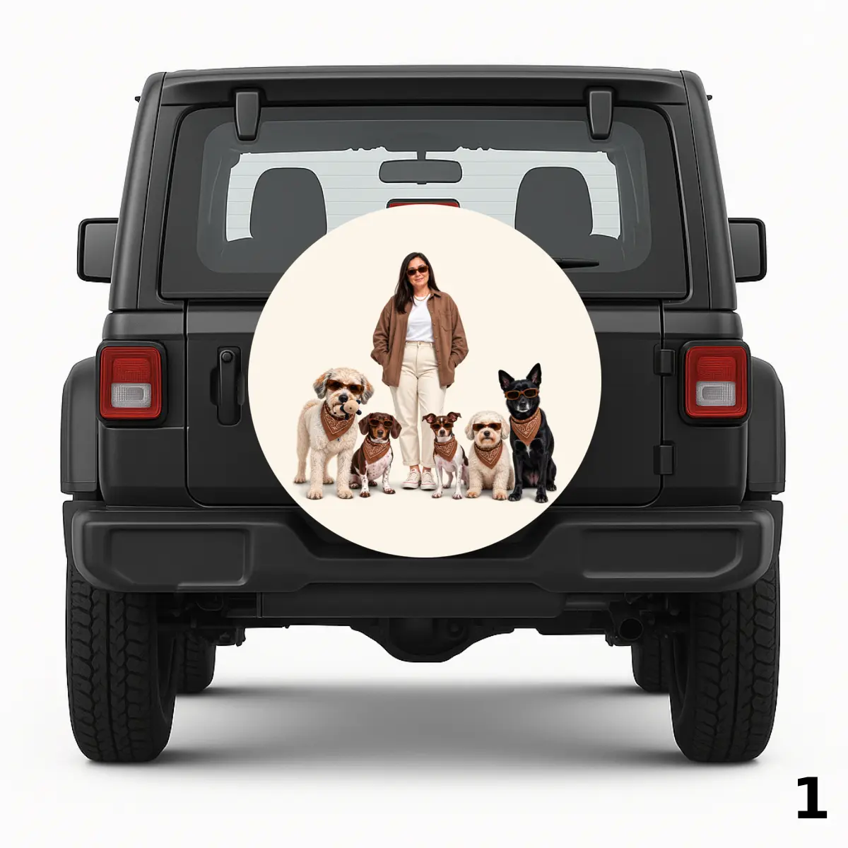 =Girl And Her Pups Spare Tire Cover