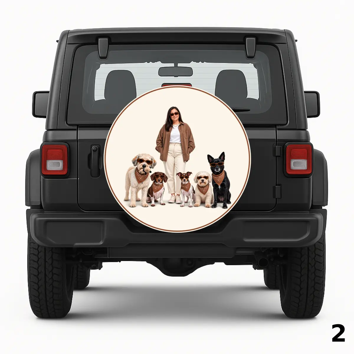 =Girl And Her Pups Spare Tire Cover