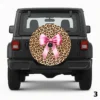 =Leopard Print With a Pink Bow Spare Tire Cover