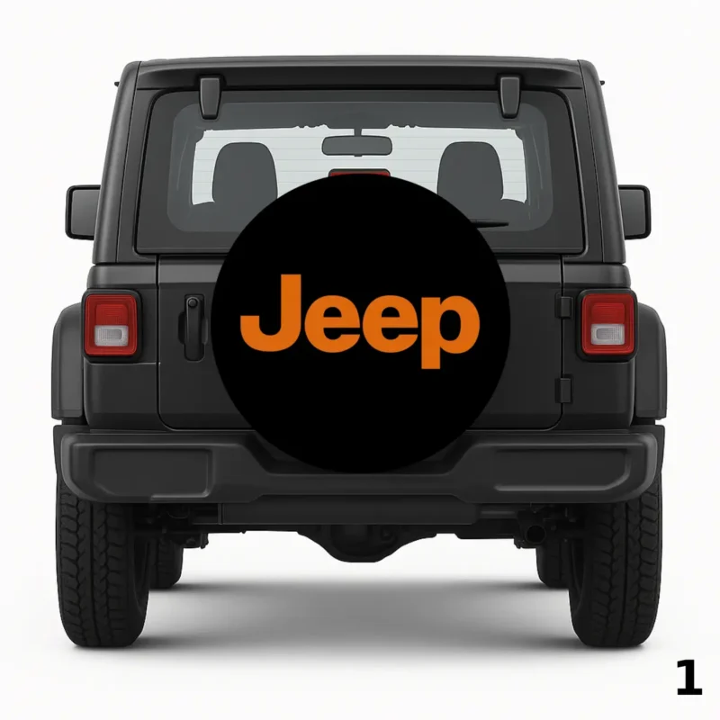 =Orange Jeep Logo Spare Tire Cover