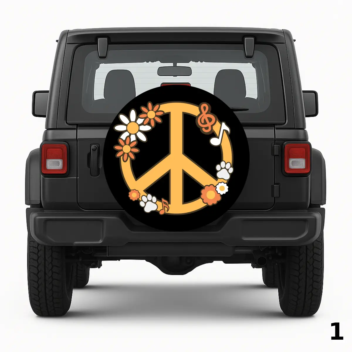 =Orange Peace Sign Spare Tire Cover