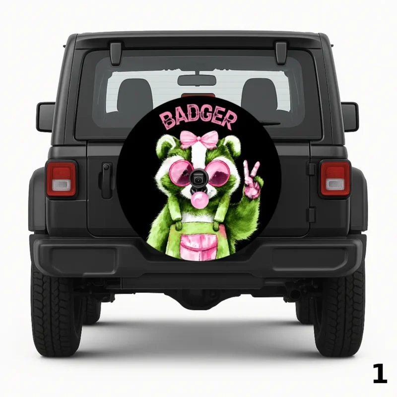 =Pink & Green Badger Spare Tire Cover