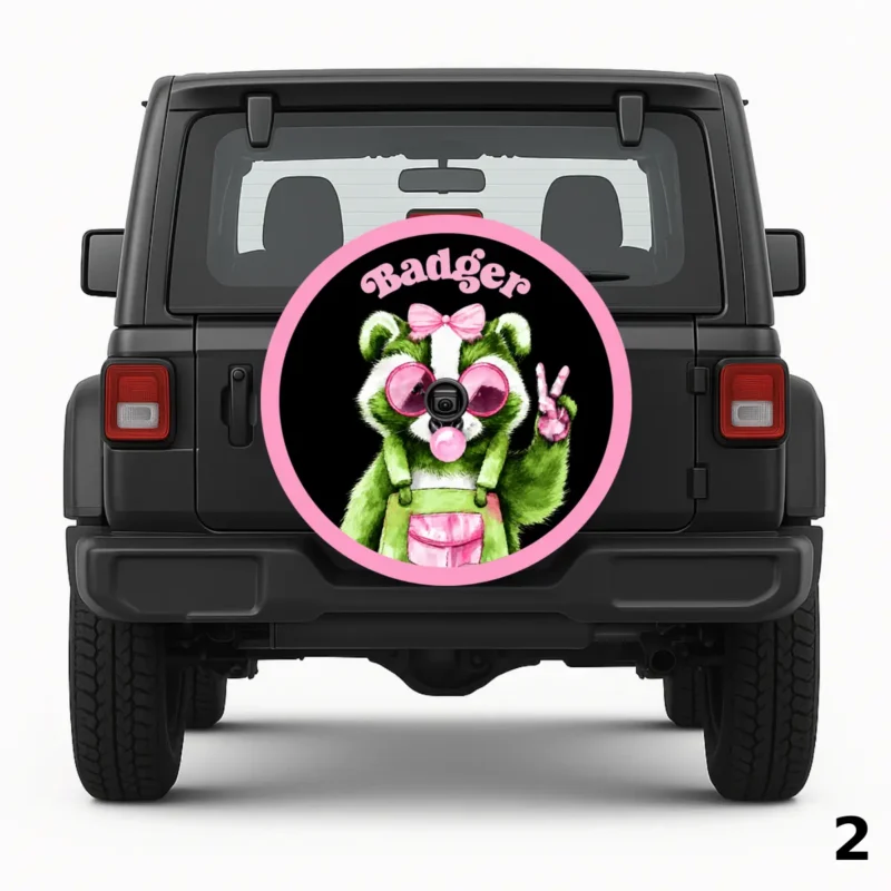 =Pink & Green Badger Spare Tire Cover