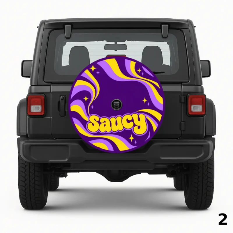 =Purple And Yellow Saucy Spare Tire Cover