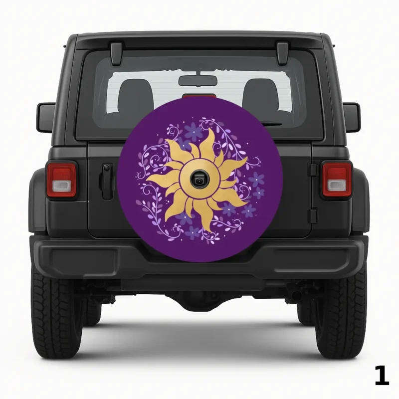=Purple Flower Sun Spare Tire Cover