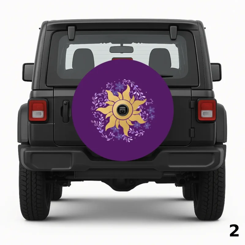 =Purple Flower Sun Spare Tire Cover