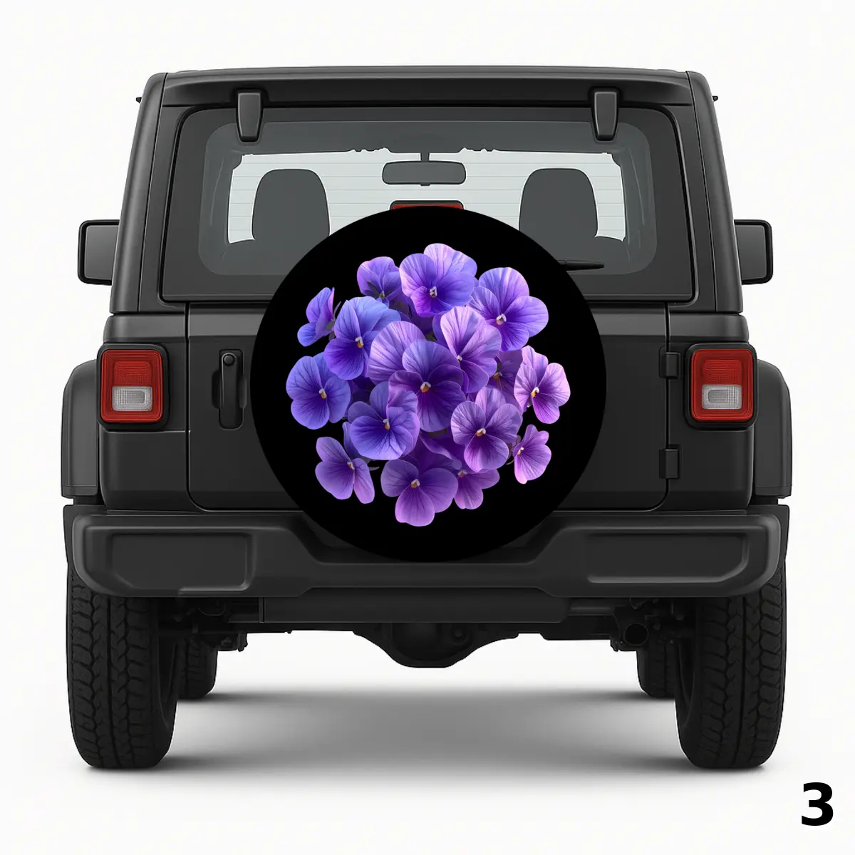 =Purple Flowers Spare Tire Cover