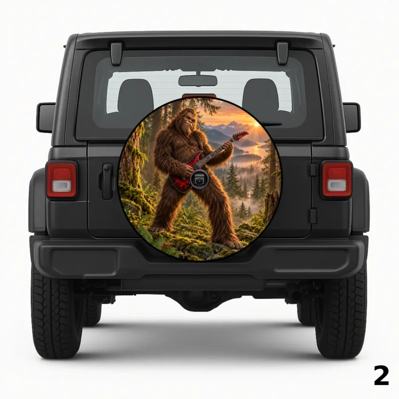 =Sasquatch With Electric Guitar Spare Tire Cover