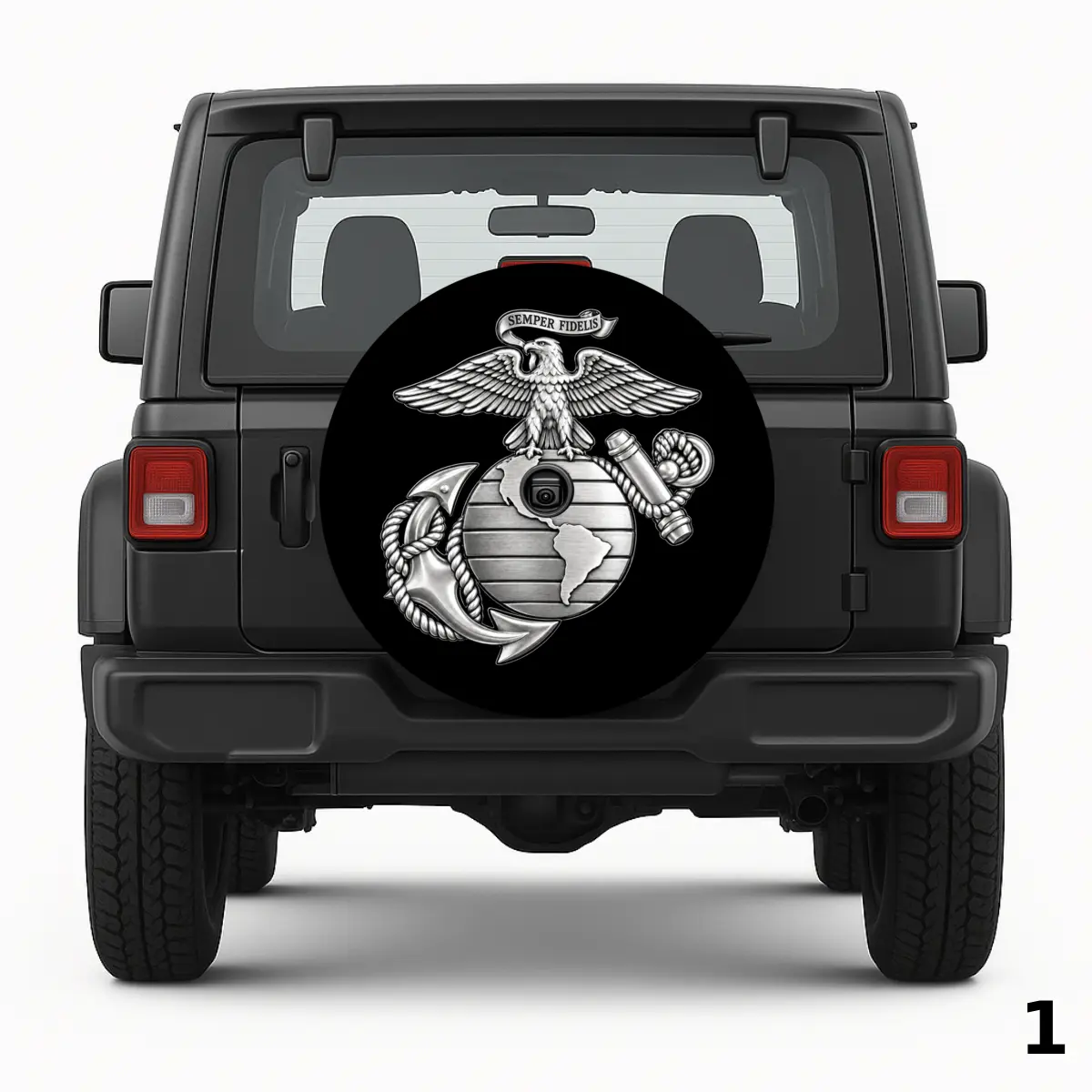 =Silver Marine Corps Insignia Spare Tire Cover