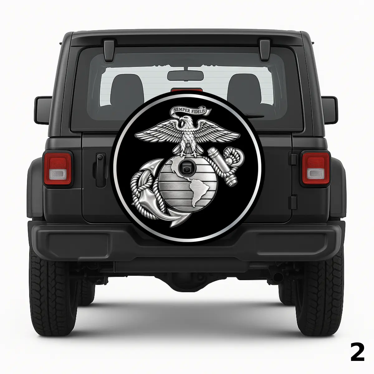 =Silver Marine Corps Insignia Spare Tire Cover
