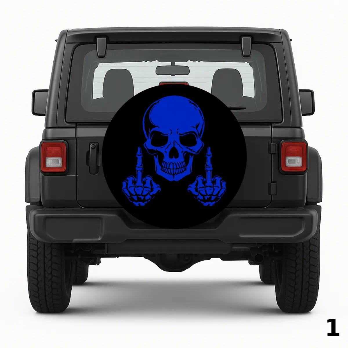 =Skull Flipping Off Spare Tire Cover